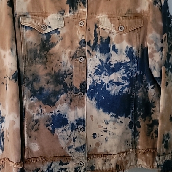 Ashley Stewart Tie Dye Denim Fringe Jacket Size-16W - Picture 6 of 10